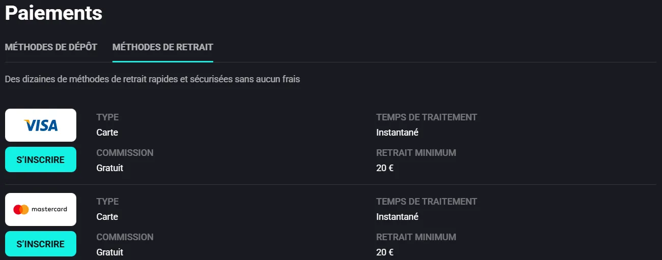 Retraits rapides Bet Riviera Casino – argent retiré en 24-48h